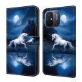 For Xiaomi Redmi 11A/12C Crystal Painted Leather Phone case(White Horse)