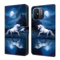 For Xiaomi Redmi 13C Crystal Painted Leather Phone case(White Horse)