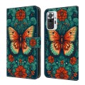 For Xiaomi Redmi Note 10 Pro Crystal Painted Leather Phone case(Flower Butterfly)