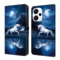For Xiaomi Redmi Note 13 Pro+ Crystal Painted Leather Phone case(White Horse)
