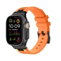 For Apple Watch Ultra 2 49mm Loners Liquid Silicone Watch Band(Black Orange)