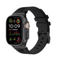 For Apple Watch Ultra 2 49mm Loners Liquid Silicone Watch Band(Black Black)