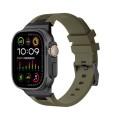 For Apple Watch Ultra 2 49mm Loners Liquid Silicone Watch Band(Black Green)