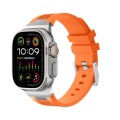 For Apple Watch Ultra 49mm Loners Liquid Silicone Watch Band(Sliver Orange)