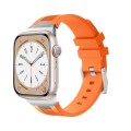 For Apple Watch Series 8 45mm Loners Liquid Silicone Watch Band(Sliver Orange)