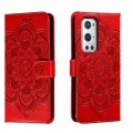 For OnePlus 9 Pro Sun Mandala Embossing Pattern Phone Leather Case(Red)