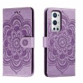 For OnePlus 9 Pro Sun Mandala Embossing Pattern Phone Leather Case(Purple)