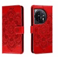 For OnePlus 11 Sun Mandala Embossing Pattern Phone Leather Case(Red)