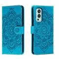 For OnePlus Nord 2 5G Sun Mandala Embossing Pattern Phone Leather Case(Blue)