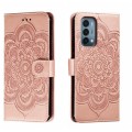 For OnePlus Nord N200 5G Sun Mandala Embossing Pattern Phone Leather Case(Rose Gold)