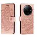 For Xiaomi Redmi A3 Sun Mandala Embossing Pattern Phone Leather Case(Rose Gold)