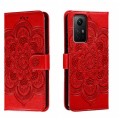 For Xiaomi Redmi Note 12S Sun Mandala Embossing Pattern Phone Leather Case(Red)