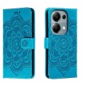 For Xiaomi Redmi Note 13 Pro 4G Sun Mandala Embossing Pattern Phone Leather Case(Blue)
