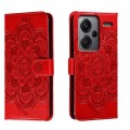 For Xiaomi Redmi Note 13 Pro+ Sun Mandala Embossing Pattern Phone Leather Case(Red)