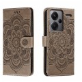 For Xiaomi Redmi Note 13 Pro+ Sun Mandala Embossing Pattern Phone Leather Case(Grey)