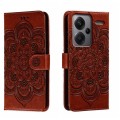 For Xiaomi Redmi Note 13 Pro+ Sun Mandala Embossing Pattern Phone Leather Case(Brown)