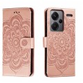 For Xiaomi Redmi Note 13 Pro+ Sun Mandala Embossing Pattern Phone Leather Case(Rose Gold)