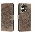 For Xiaomi Redmi Note 13 4G Sun Mandala Embossing Pattern Phone Leather Case(Grey)