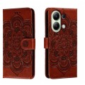 For Xiaomi Redmi Note 13 4G Sun Mandala Embossing Pattern Phone Leather Case(Brown)