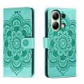 For Xiaomi Redmi Note 13 4G Sun Mandala Embossing Pattern Phone Leather Case(Green)
