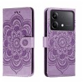 For Xiaomi Redmi Note 13R Pro Sun Mandala Embossing Pattern Phone Leather Case(Purple)