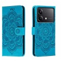 For Xiaomi Redmi Note 13R Pro Sun Mandala Embossing Pattern Phone Leather Case(Blue)