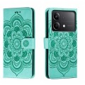 For Xiaomi Redmi Note 13R Pro Sun Mandala Embossing Pattern Phone Leather Case(Green)