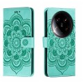 For Xiaomi 14 Ultra Sun Mandala Embossing Pattern Phone Leather Case(Green)