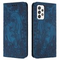 For Samsung Galaxy A53 Retro Elephant Embossed Leather Phone Case(Blue)