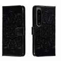 For Sony Xperia 1 IV Sun Mandala Embossing Pattern Phone Leather Case(Black)