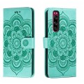 For Sony Xperia 5 Sun Mandala Embossing Pattern Phone Leather Case(Green)