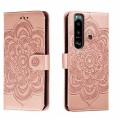 For Sony Xperia 5 III Sun Mandala Embossing Pattern Phone Leather Case(Rose Gold)