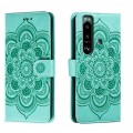 For Sony Xperia 5 III Sun Mandala Embossing Pattern Phone Leather Case(Green)