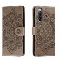 For Sony Xperia 10 III Sun Mandala Embossing Pattern Phone Leather Case(Grey)