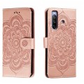 For Sony Xperia 10 III Sun Mandala Embossing Pattern Phone Leather Case(Rose Gold)