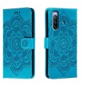 For Sony Xperia 10 III Sun Mandala Embossing Pattern Phone Leather Case(Blue)