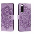 For Sony Xperia 10 V Sun Mandala Embossing Pattern Phone Leather Case(Purple)