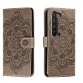 For Sharp Aquos R5G Sun Mandala Embossing Pattern Phone Leather Case(Grey)