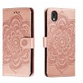 For Sharp Aquos Sense2 Sun Mandala Embossing Pattern Phone Leather Case(Rose Gold)