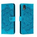 For Sharp Aquos Sense2 Sun Mandala Embossing Pattern Phone Leather Case(Blue)