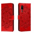 For Sharp Aquos Sense3 Sun Mandala Embossing Pattern Phone Leather Case(Red)