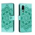 For Sharp Aquos Sense3 Sun Mandala Embossing Pattern Phone Leather Case(Green)