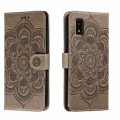 For Sharp Aquos Wish Sun Mandala Embossing Pattern Phone Leather Case(Grey)