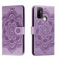 For OPPO A53 2020 Sun Mandala Embossing Pattern Phone Leather Case(Purple)