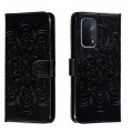 For OPPO A54 5G Sun Mandala Embossing Pattern Phone Leather Case(Black)
