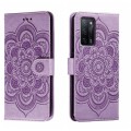 For OPPO A55 5G Sun Mandala Embossing Pattern Phone Leather Case(Purple)