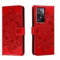 For OPPO A57 4G Sun Mandala Embossing Pattern Phone Leather Case(Red)