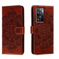 For OPPO A57 4G Sun Mandala Embossing Pattern Phone Leather Case(Brown)