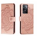 For OPPO A57 4G Sun Mandala Embossing Pattern Phone Leather Case(Rose Gold)