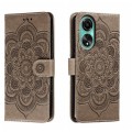 For OPPO A78 4G Sun Mandala Embossing Pattern Phone Leather Case(Grey)